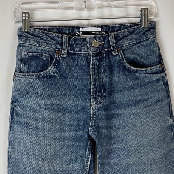 Zara Med Rise Bootcut Medium Wash 100% Cotton Jeans NWT - Picture 2 of 10